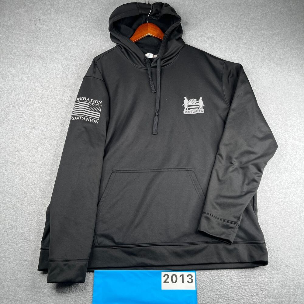 Soldier Solutions Hoodie Sweatshirt Mens 3XL Black Graphic Print Pullover